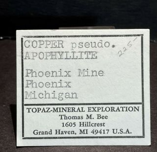 COPPER PS.  AFTER ANALCIME: PHOENIX MINE,  KEWEENAW CO. ,  MICHIGAN - RARE CLASSIC 2