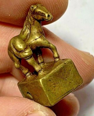 Rare Ancient Chinese Bronze Seal Stamp With Beast On Top Dynasty Horse 28mm