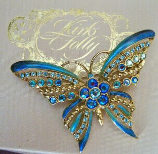 Kirks Folly Rare/signed " Blue Butterfly Brooch " It Has Wonderful Color/sparkle