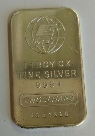 Rare Engelhard E Mc 1 Troy Ounce 999 Pure Silver Bar Ps19390
