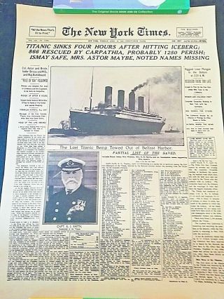 The York Times History Poster Titanic Shipwreck Newspaper Retro Kraft Paper