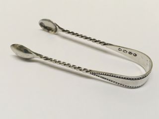 Victorian Solid Silver Sugar Tongs By Wakely & Wheeler London 1886
