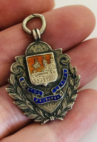 Antique Sterling Silver And Enamel Watch Fob,  Birmingham,  V&s
