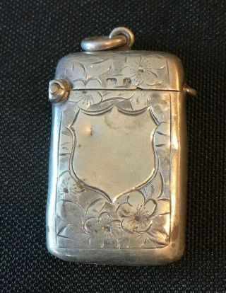 Quality Antique Rare Ladies Solid Silver Vesta Case Birmingham 1906