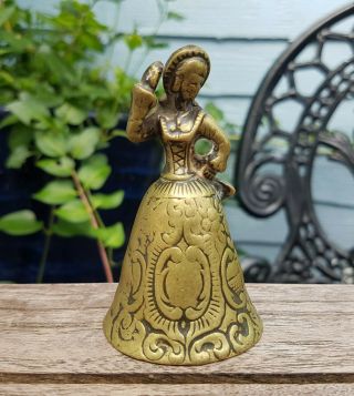 Old Antique Victorian 19th Century Brass Lady Bell With Feet