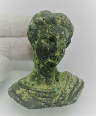 Ancient Roman Bronze Bust Of Diana Circa 200 - 300ad Very Rare