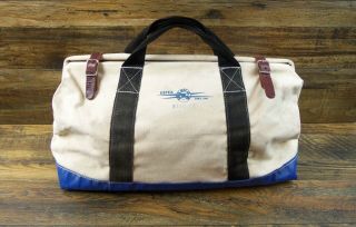 Rare Vintage Estex Mfg Heavy Duty Canvas Tool Bag Linemen Leather Straps 2113 - 22
