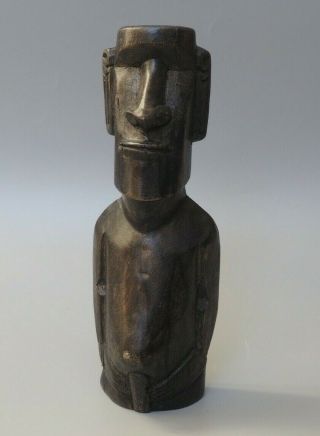 Vintage Carved Wood Polynesian Oceanic Easter Island Moai Statue Figure Nr