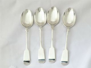 Vintage Set Of Four Silver Plated Fiddle Pattern Dessert Spoons Drew & Sons