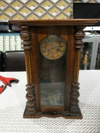 Vintage Antique Pendulum Wall Clock For Restoration Dated 1913