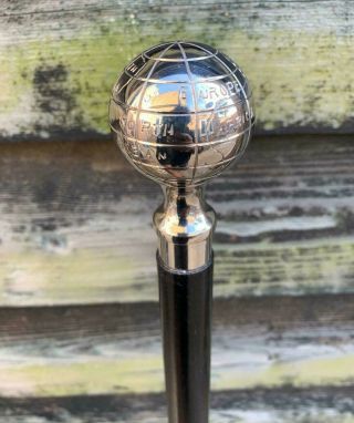 3 Piece Walking Stick Antique Style Globe Knob Handle 37 Inch Solid Unique Stick