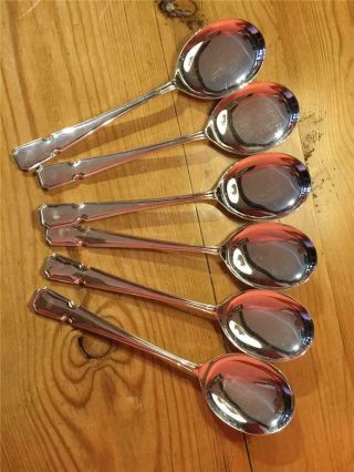 6 X Vintage Silver Plate Epns Soup Spoons 18cm Sheffield England