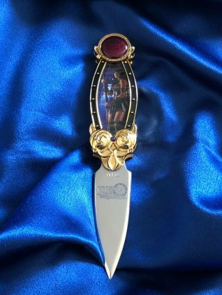 Very Rare Xena Franklin Knife Prop With Chakram & Breast Plate Adornments