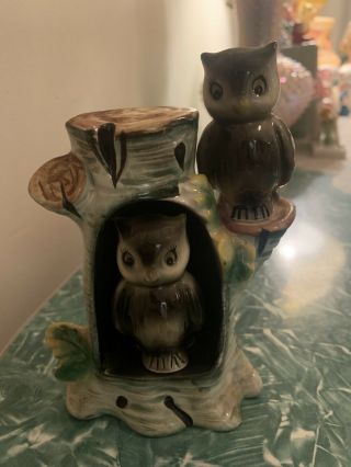 Rare Vintage Anthropomorphic Victoria Ceramics Owl Salt And Pepper Shakers