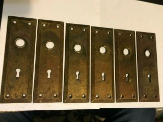 6 Old Mission Art Craft Craftsman Shabby Rust Stamped Steel 7 " Door Knob Plates