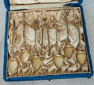 Very Ornate Continental Neo - Classical Silver Gilt Tea Spoon And Tong Set