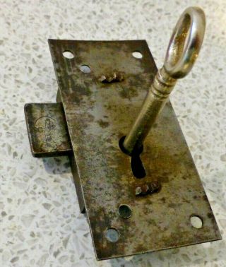 Vintage / Antique Steel Rim Lock J.  E.  A.  S.  Patent Tumbler 2232/12 Inc Key - Cabinet
