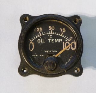 Vintage Ww2 Weston Aircraft Oil Temperature Gauge 606 T - 87
