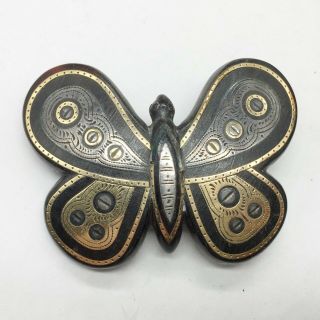 Antique Victorian Exquisite Faux Tortoiseshell Rose Gold Silver Inlaid Brooch