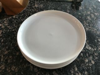 4 Set Stakk Vitrified Porcelain White Plates 101/2 " Great Rare
