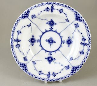 Antique Royal Copenhagen Blue Fluted Half Lace 21cm 8” Rimmed Soup Plate 566 Af