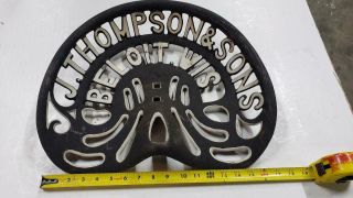 Antique Vint Beloit Wis.  Cast Iron J.  Thompson & Sons Farm Tractor Seat Art Rare