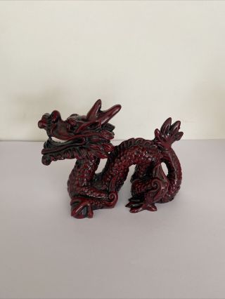 Vintage/retro Chinese Dragon Red Resin Burgundy Ornament Vgc