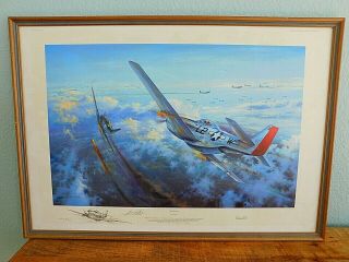 Simon W Attack Final Victory Aviation Art Print Signed Artist & Pilots Rare 4/25