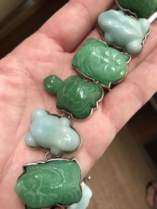 Rare Amy Kahn Russell Blue & Green Frogs Turtles Fish Sterling Vintage