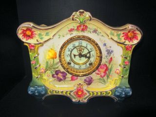 Rare Ansonia Royal Bonn Germany La Croix Porcelain Clock