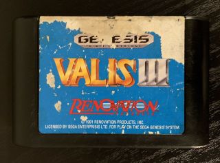Rare Valis Iii 3 (sega Genesis,  1991) Authentic Game Cartridge Cart