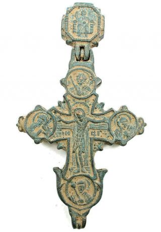Ancient Rare Viking Byzantian Kievan Rus Large Bronze Cross 10 - 12th Ad