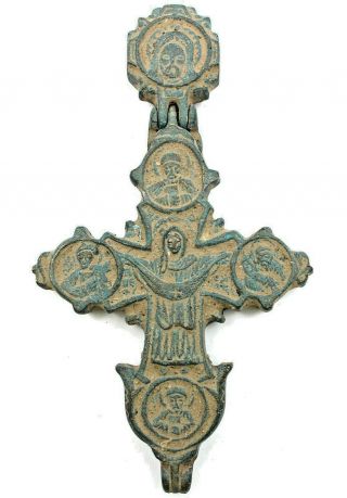 Ancient Rare Viking Byzantian Kievan Rus Large Bronze Cross 10 - 12th AD 2