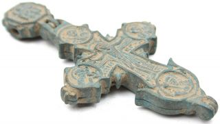 Ancient Rare Viking Byzantian Kievan Rus Large Bronze Cross 10 - 12th AD 5