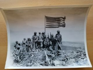 Rare Iwo Jima Photo Usa American Flag Raising Mt Suribachi Us Marines 8x10 Wwii