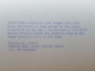 Rare IWO JIMA Photo USA American Flag Raising Mt Suribachi US Marines 8X10 WWII 2