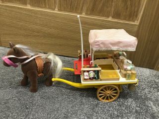 Sylvanian Families Vintage Ice Cream Cart With Pony & Accessories