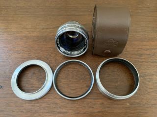 Nikon 50mm 5cm F/1.  4 Nikkor S - C Rangefinder Lens Rare 2 Piece Chrome Hood,  Case