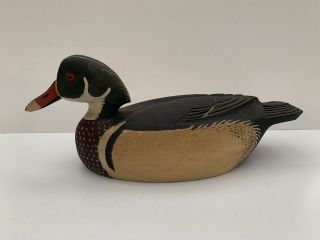 Rare Vintage Ralph Malpage Drake Wood Duck Decoy From 1980 2