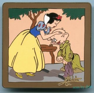 Disney Snow White & Dopey Kiss By Gomes Pin Le 100 Rare