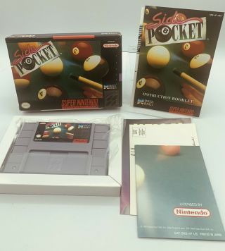 Side Pocket Nintendo Snes Game Complete Cib,  Rare Poster