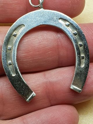 Very Large Antique,  Victorian Lucky Horseshoe Pendant/charm,  Sterling Silver