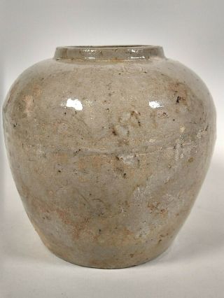 Antique Chinese Stoneware Large Ginger Jar With Makers Mark & Grey Glaze