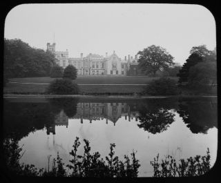 Antique Magic Lantern Slide Newstead Abbey From The Lake C1890 Victorian Photo