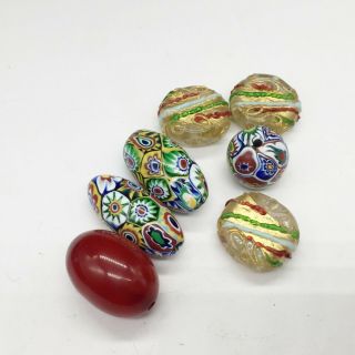 Vintage / Antique Glass Bead Necklace Beads Loose Italian Wedding Cake