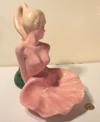 Rare Vintage Unmarked Freeman - Mcfarlin Busty Ceramic Mermaid Soap Dish 2