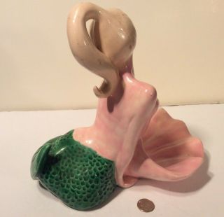 Rare Vintage Unmarked Freeman - Mcfarlin Busty Ceramic Mermaid Soap Dish 3