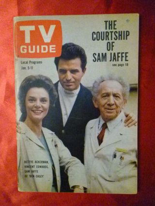 No Label January 5 York St Tv Guide 1963 Ben Casey Vincent Edwards Sam Jaffe