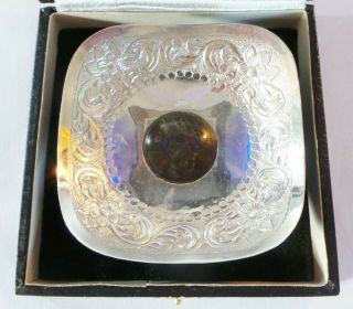 Antique Silver Dish With Large Carbouchon - Boxed Sterling Silver