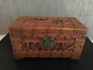 Stunning Vintage Chinese Hand Carved Wooden Box